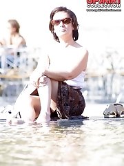 12 pictures - Sexy white panty up the skirt