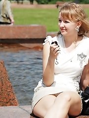 12 pictures - Awesome upskirt views filmed outdoors