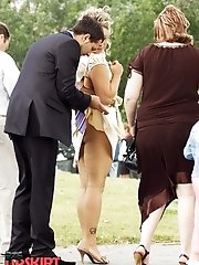 12 pictures - Thong up sexy dress of peeked young girl