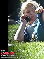 12 pictures - Two beauties on a glade. Candid up skirt pictures