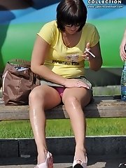 12 pictures - Black panties cover girls pussy up her skirt
