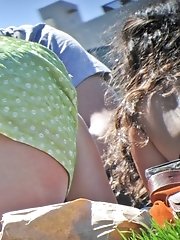 12 pictures - Women upskirt - curly babe's ass sexy photos gallery