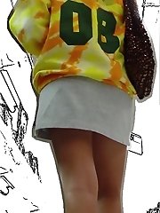 12 pictures - Coming closer to her tight ass. Close up upskirt pics